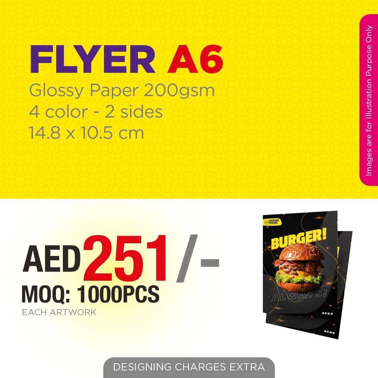 A6 Glossy Flyer Printing UAE | Double-Sided Full Color Flyers 200gsm